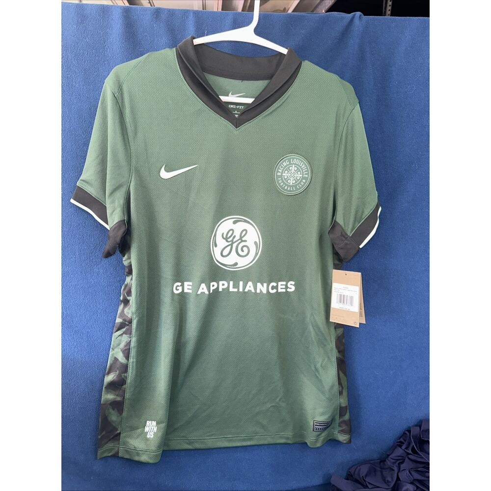 Nike Youth Jersey Large Green Short Sleeve Racing Louisville FC No Number